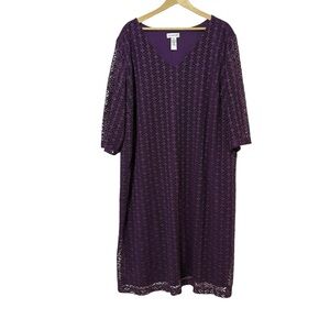 Catherine’s Dark Purple Crochet Dark Feminine Midi Dress Size 4X Whimsigoth Fall